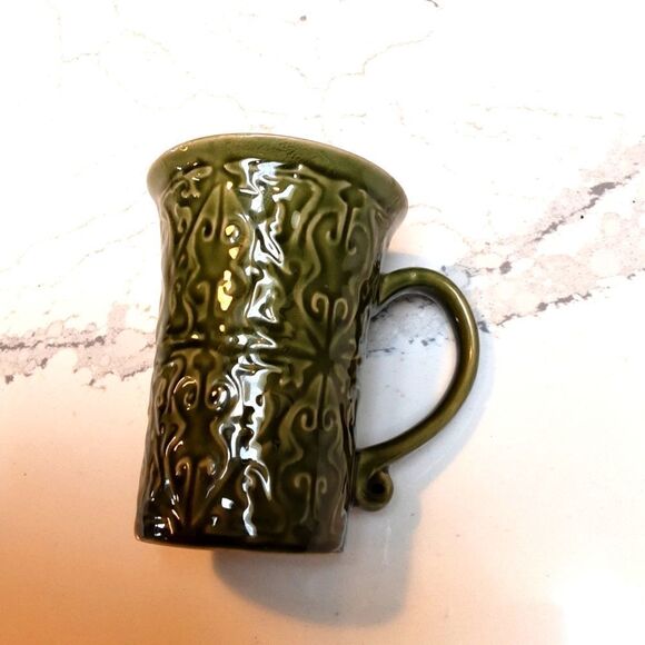Gibson Other - GIibson‎ Mug Rustic Green Cobalt Blue Brown Embossed Coffee Mug 10 oz
